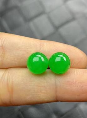 缅甸翡翠处理满绿珠子散珠阳绿色