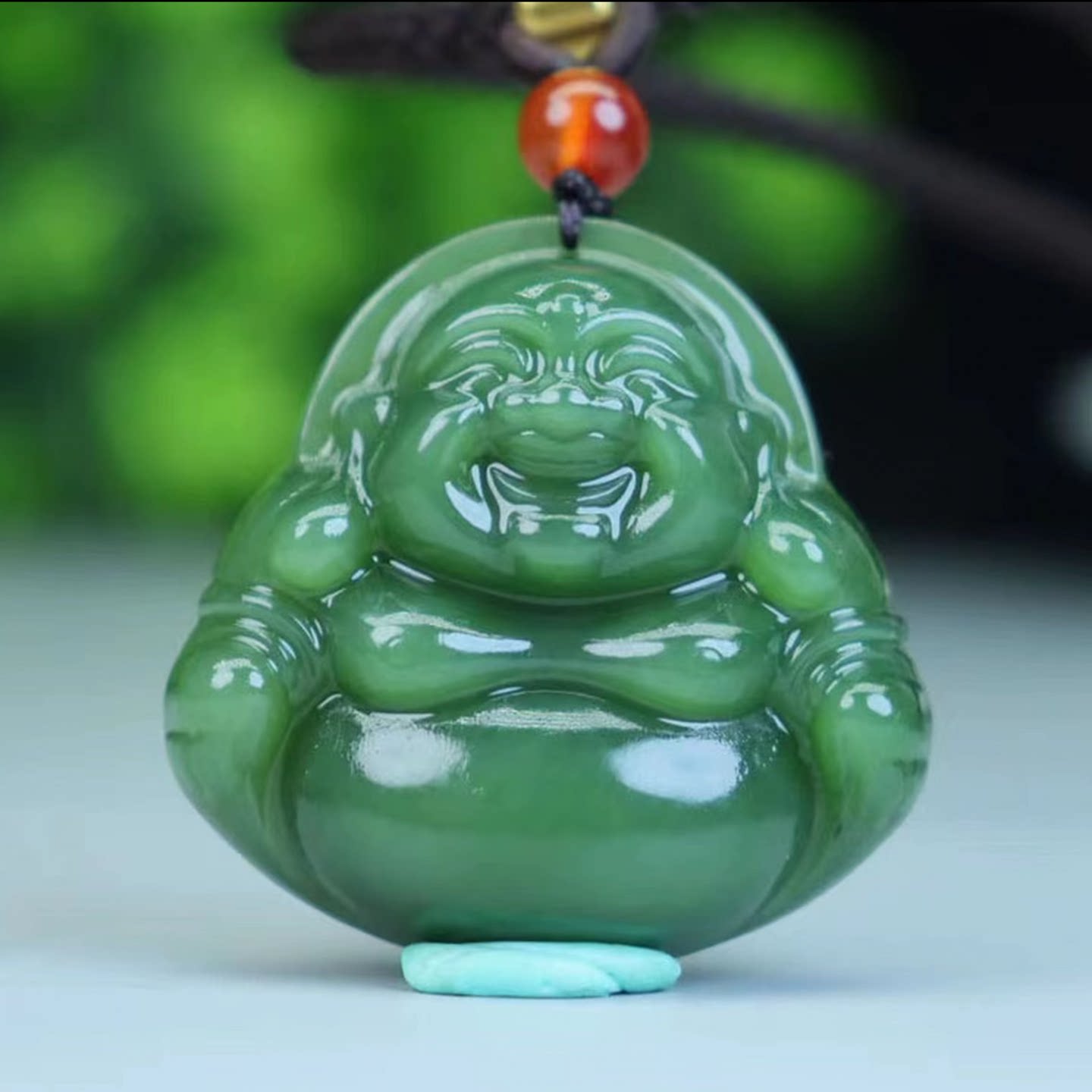 精品碧玉笑佛弥勒佛挂件