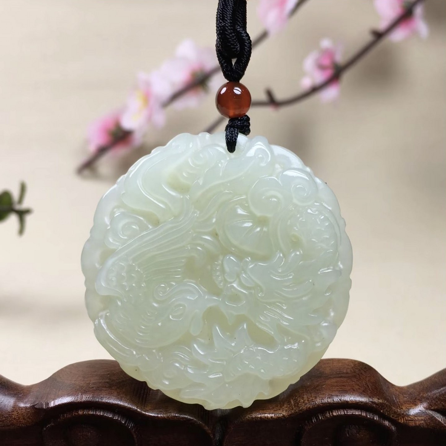 天然正品和田玉龙凤佩玉牌吊坠