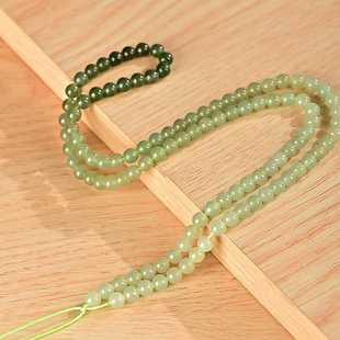 天然和田玉项链108颗渐变珠链6mm晴水玉吊坠挂绳散珠时尚项链礼物