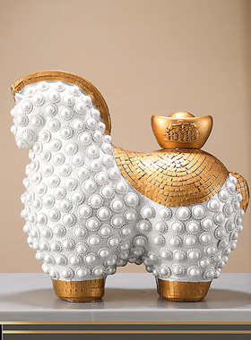 新中式马上有钱摆件马生肖客厅电视柜办公室酒柜装饰乔迁开业