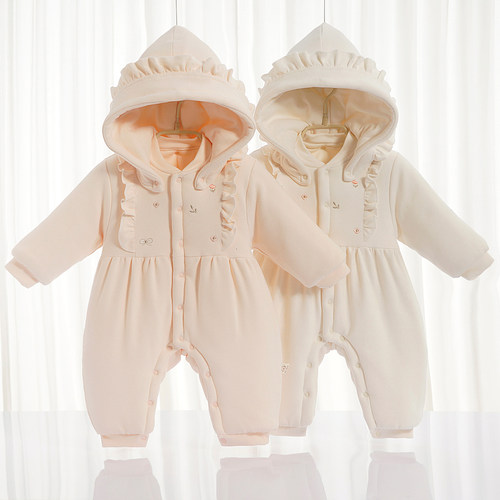 新生宝宝加棉连体衣超萌百天哈衣