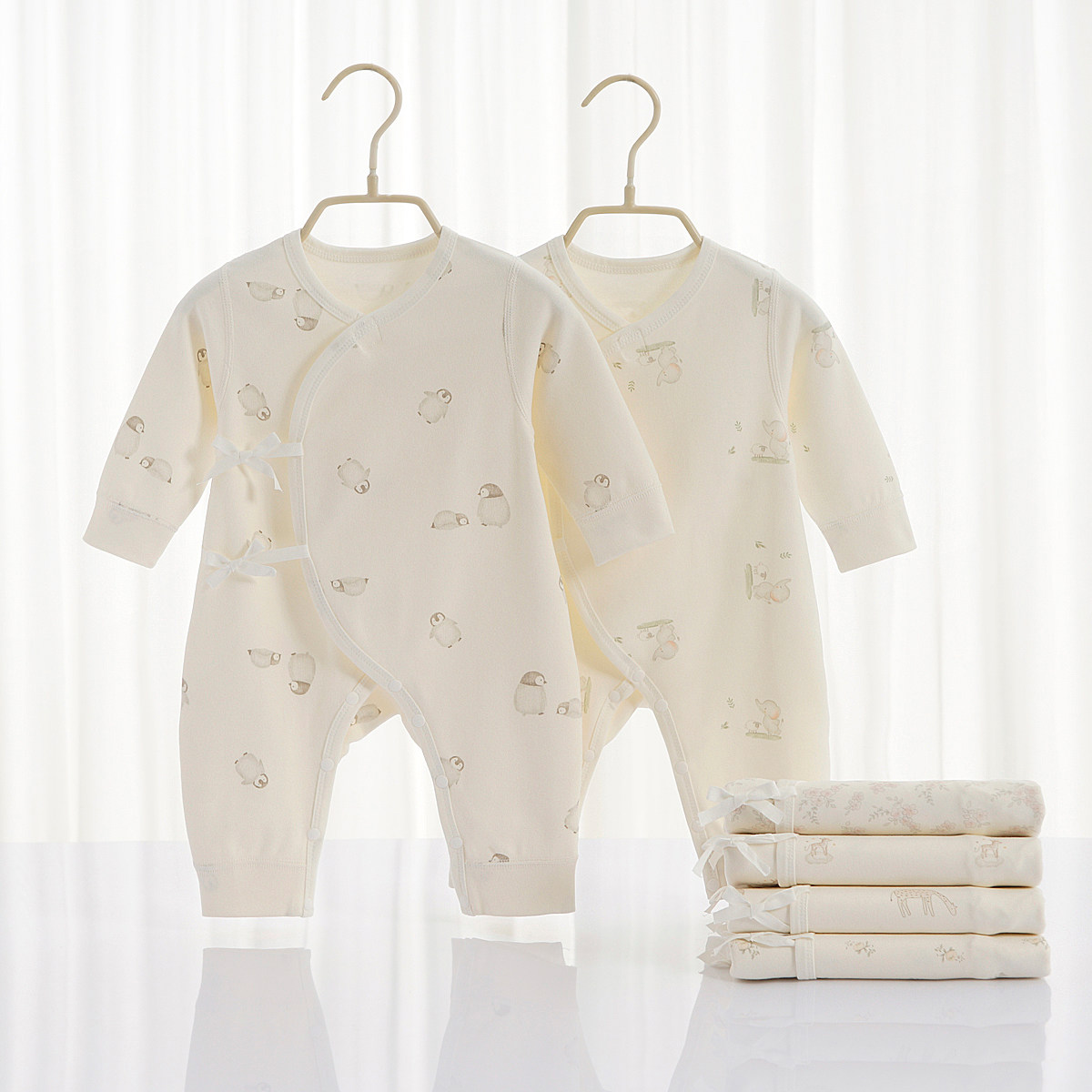 心欣宝新生儿婴儿连体衣服春秋护肚月子服长袖宝宝睡衣哈衣纯棉