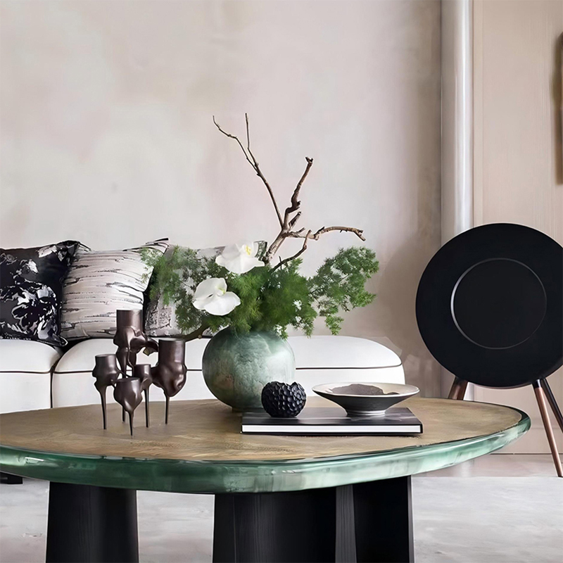 中古侘寂风客厅桌面摆件中式美学陈列样板房仿真花组合复古花瓶