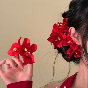 2025年新款 波西米亚热带风情花朵发夹拉丁民族国风盘发侧边夹发饰