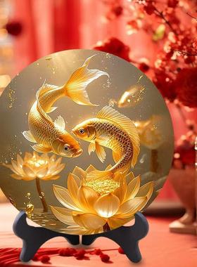 金色锦鲤装饰摆件年年有余招财摆件家用旺宅客厅办公室家居装饰品