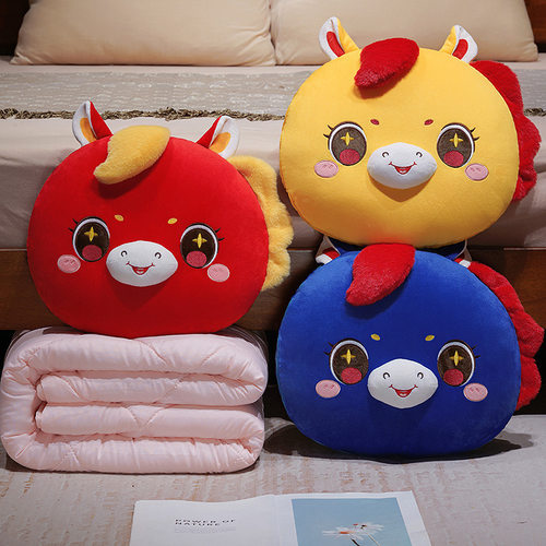 生肖神马抱枕被公司活动礼品趴枕腰靠沙发马年吉祥物靠垫被靠枕