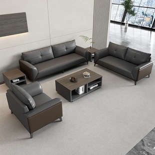 办公室沙发简约现代商务会客厅接待休闲高档真皮办公沙发茶几组合