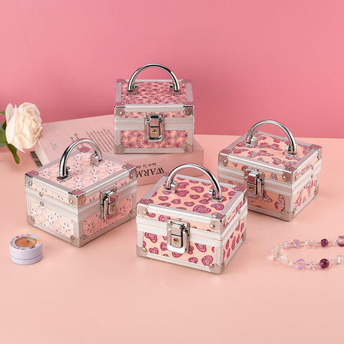 首饰盒带锁公主手饰储物儿童装饰礼品摆件铝材手提收纳箱化妆箱