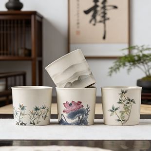 草木灰大号茶杯陶瓷主人水杯个人专用家用可乐杯茶盏小容量饮料杯