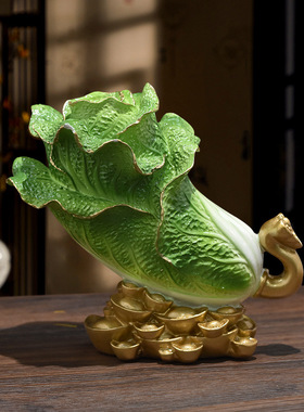 新中式招财玉白菜摆件旺宅百财如意客厅摆件装饰礼品高档家居摆件