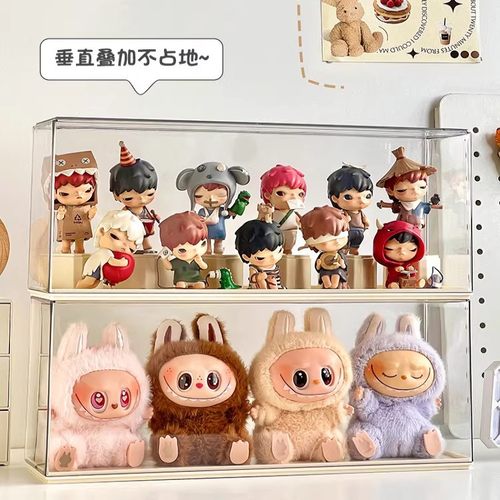 labubu拉布布搪胶收纳展示盒架泡泡玛特公仔手办透明亚克力防尘罩