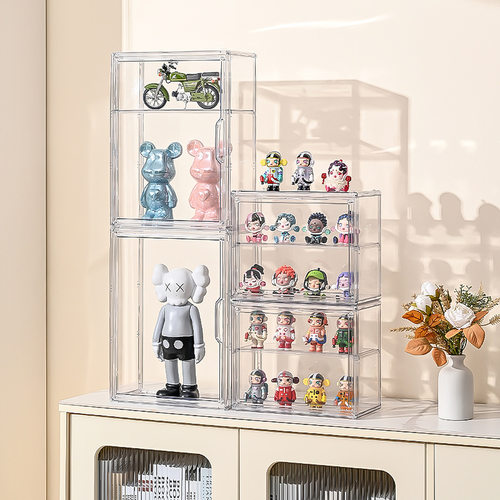 手办积木展示柜盲盒展示架收纳盒透明防尘泡泡玛特收纳展示盒
