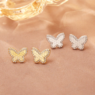 优雅耳饰 甜美耳环时尚 爆款 碎冰冰蝴蝶耳钉女小众设计精致小巧个性