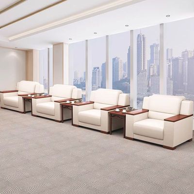 办公会议沙发现代简约贵宾商务接待室会客真皮单人位沙发茶几套装