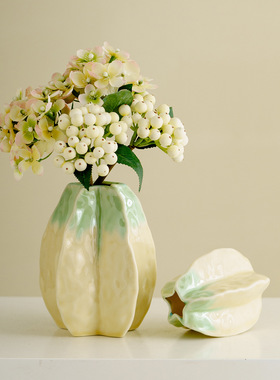 杨桃造型陶瓷花瓶客厅插花摆件家居装饰小众设计感水培器皿