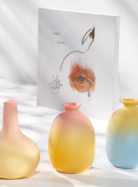 多彩田园简约陶瓷干花花瓶水培家居装饰客厅插花摆件小花器