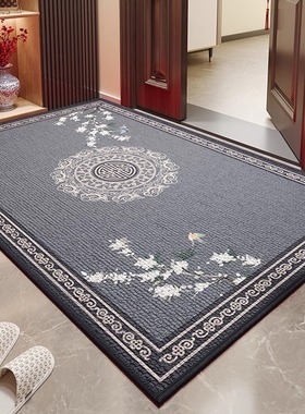 新中式入户地垫国风创意灰色耐脏入户门口地毯玄关进门耐磨脚踏垫