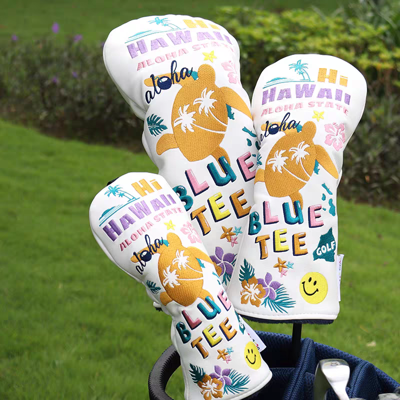 日本blueteegolf高尔夫杆套海龟刺绣13 5 号木杆套 小鸡腿杆头套