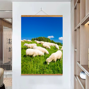 羊画中式古风三阳开泰图装饰挂画玄关客厅宿舍走廊床头墙面装饰