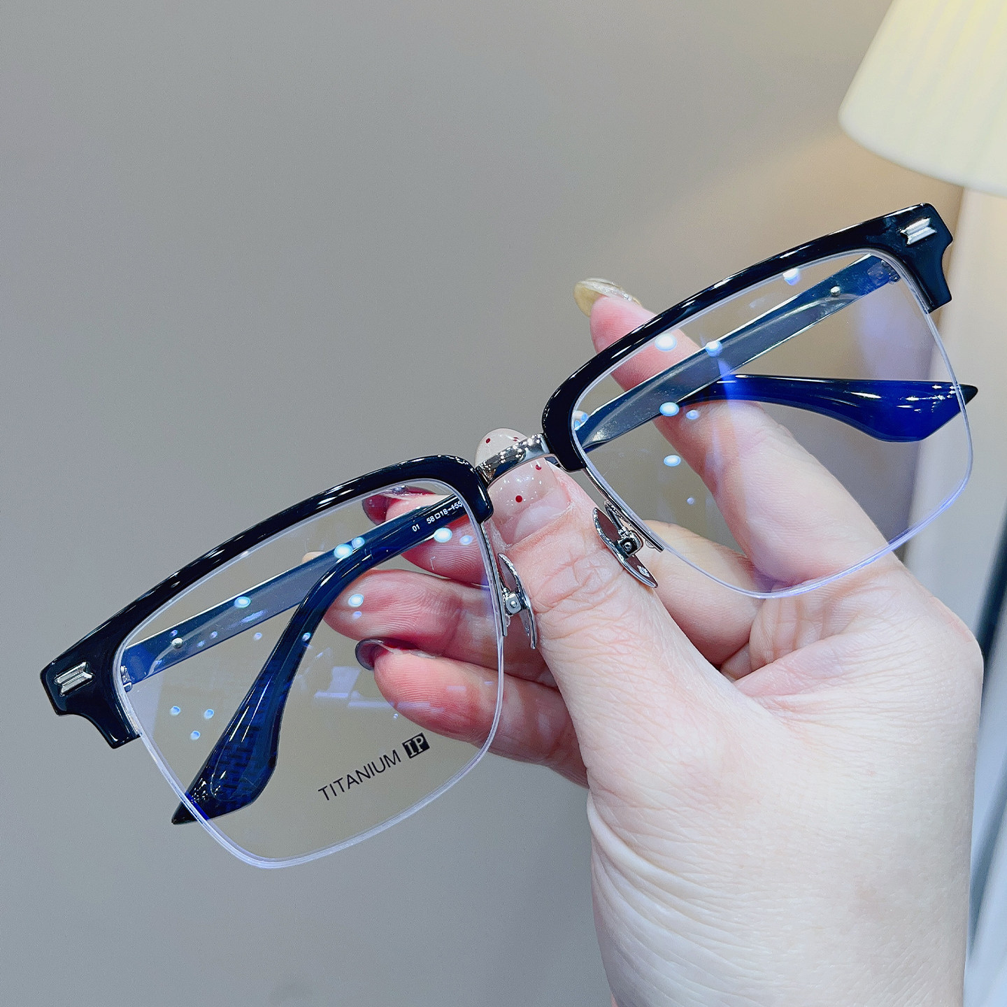 时尚百搭超轻半框钛架防蓝光眼镜框架男女复古商务大框时尚护目镜