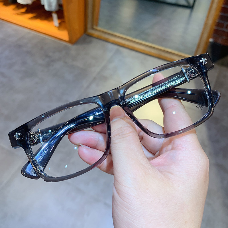 thumbnail for Simple and Trendy Versatile Transparent Eyeglass Frames for Men, Large Frame Military Style Floral Eyeglass Frames, Retro Unisex Oversized Eyeglass Frames