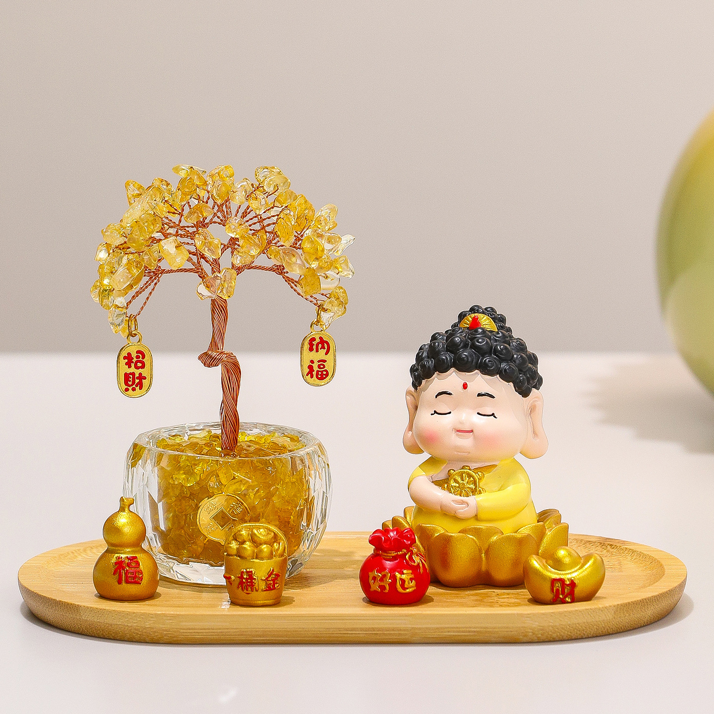 生肖守护神水晶发财树开业乔迁创意礼品客厅玄关电视柜装饰品摆件