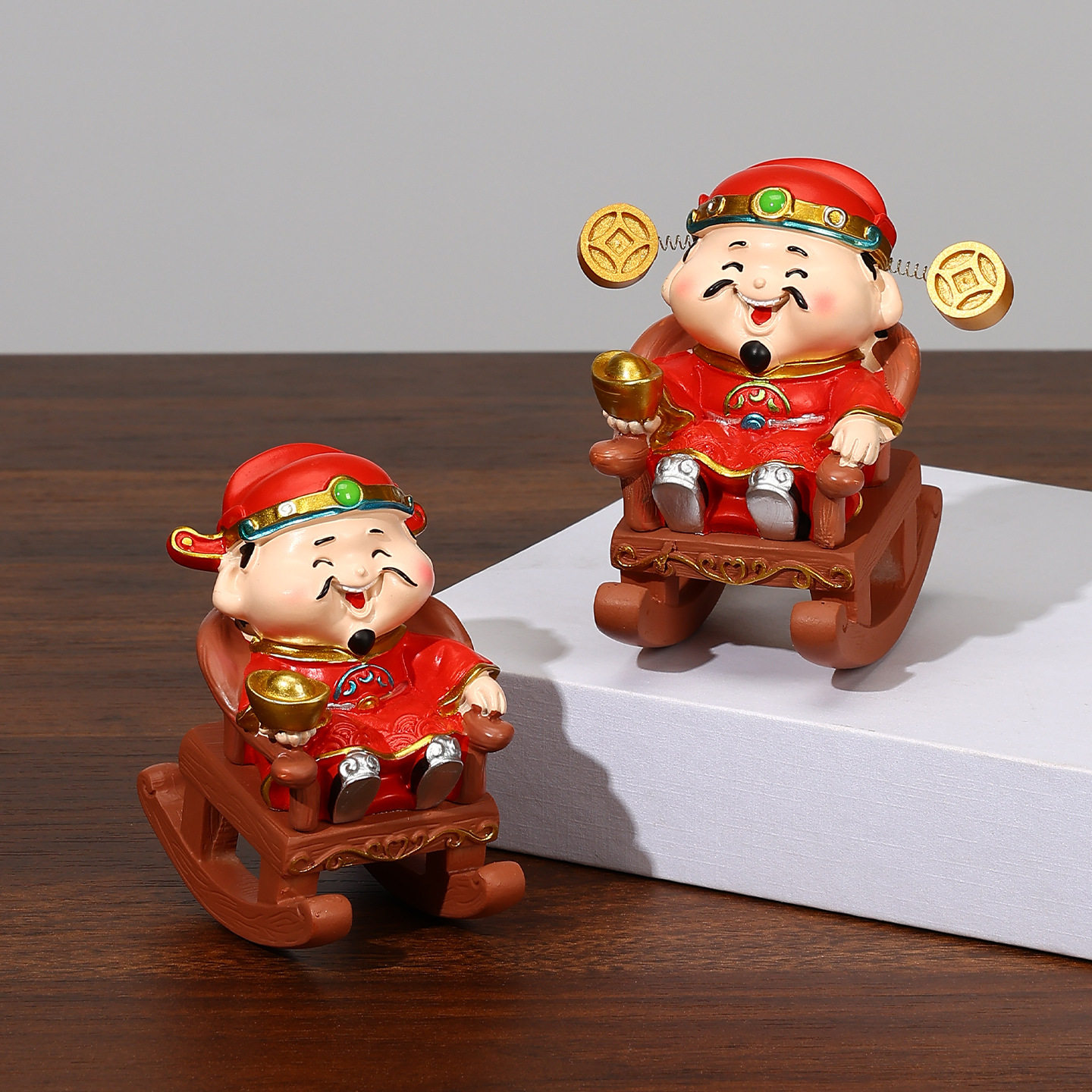 财神爷桌面小摆件茶宠茶玩入户玄关装饰开业礼品2026新款乔迁礼物