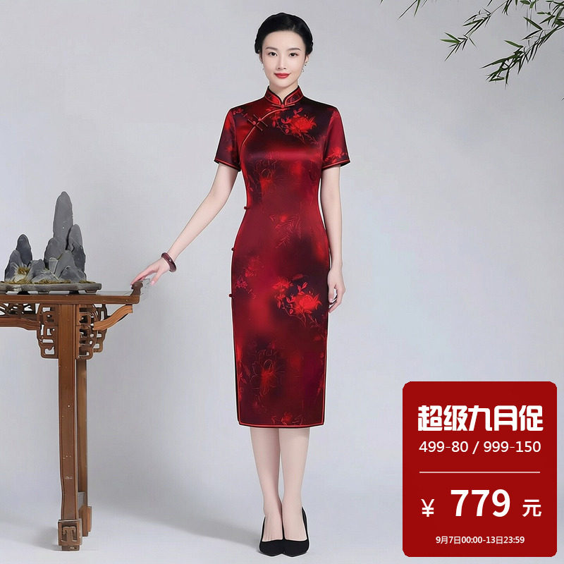 重磅真丝桑蚕丝旗袍短款现代女改良时尚年轻款别致绝美轻奢高级感