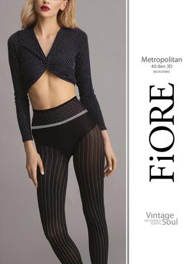 2024新款Fiore Metropolitan 40D半透明竖条纹显瘦小圆点连裤袜女