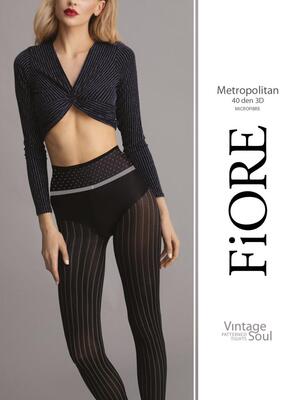 fiore半透明竖条纹显瘦连裤袜