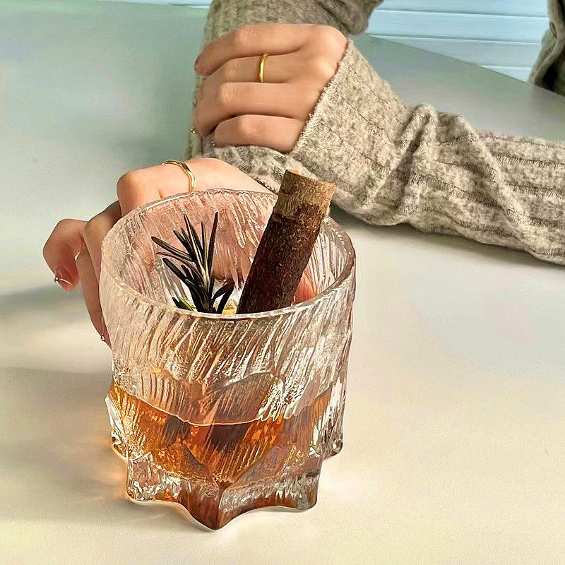 透明磨砂果汁饮料杯玻璃水杯子