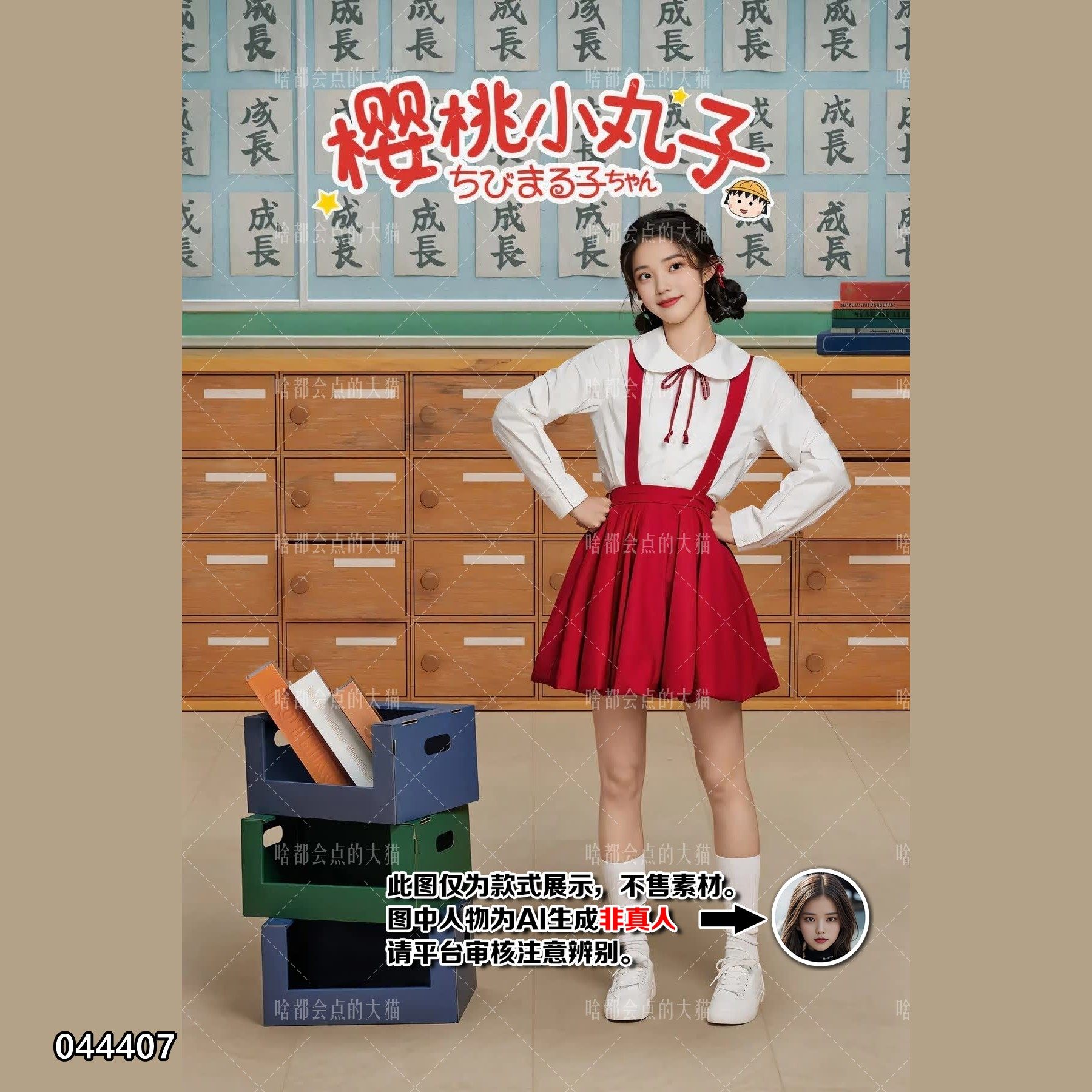 樱桃小丸子 女生数字AI写真照片【不售素材】