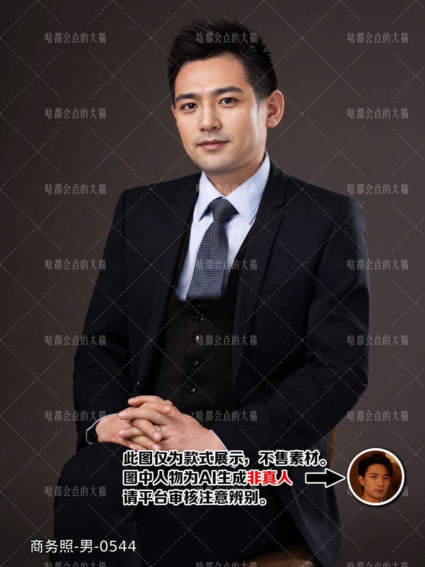 商务形象照 男生数字AI写真照片插画设计头像不售素材