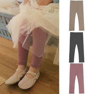 Amber韩国正品童装 儿童春秋百搭蕾丝花边打底裤子 haha童装