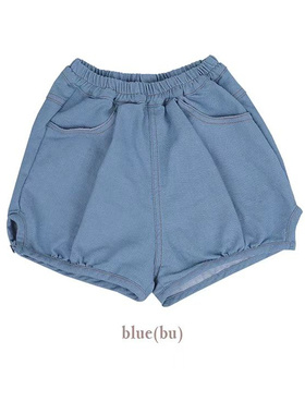 amber韩国正品童装 女童松紧纯色可爱口袋牛仔短裤 haha童装