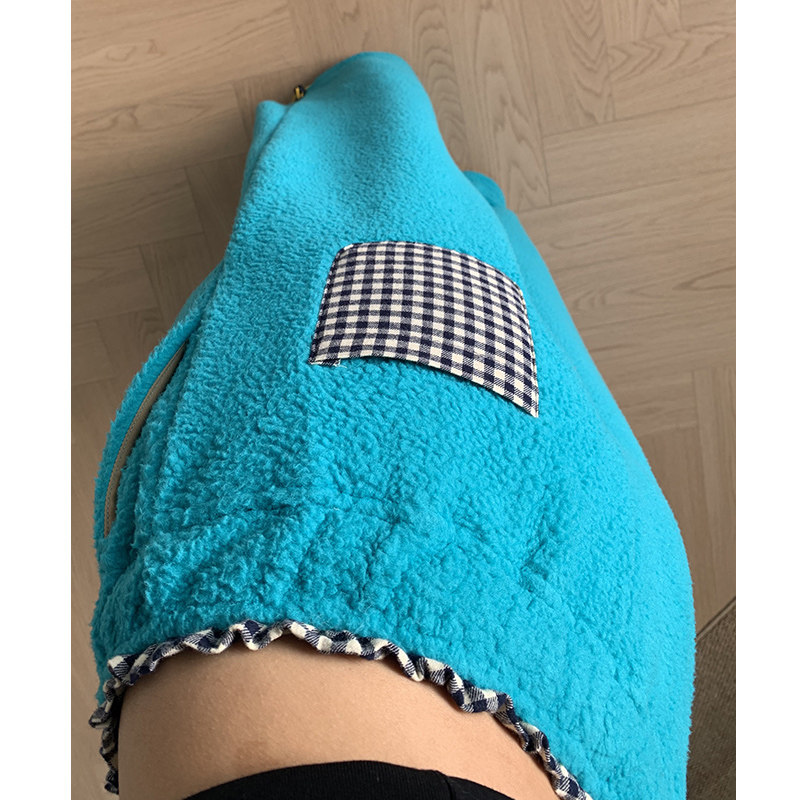 青绿慵懒风摇粒绒阔腿裤女2025新款小个子宽松束脚裤加绒休闲长裤