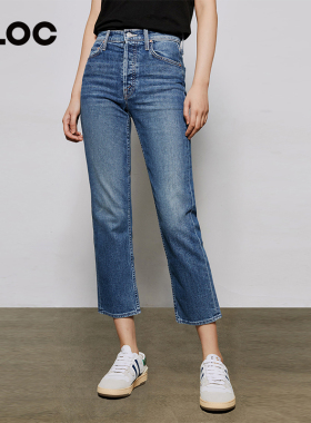 mother denim牛仔裤女蓝色直筒裤子2026年春季新款小个子推荐显瘦
