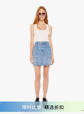 motherdenim高腰大口袋牛仔短裙
