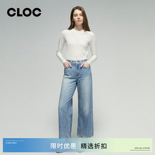 牛仔印花休闲裤 女Miramar Bone高腰九分宽松阔腿裤 CLOC Rag