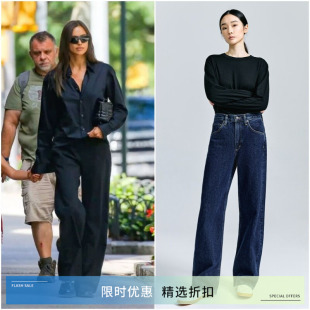 [CLOC]AGOLDE黑色深蓝香蕉裤直筒全长拖地牛仔裤女Low Curve Jean