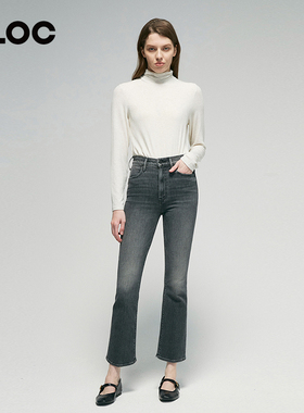 [CLOC]MOTHER HUSTLER灰色女士高腰微喇牛仔裤春季10897-1727-UBL