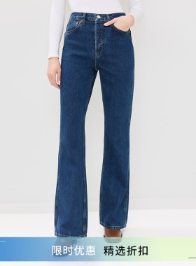 [CLOC]RE/DONE深蓝色微喇直筒全长牛仔裤女26春季The Riding Jean