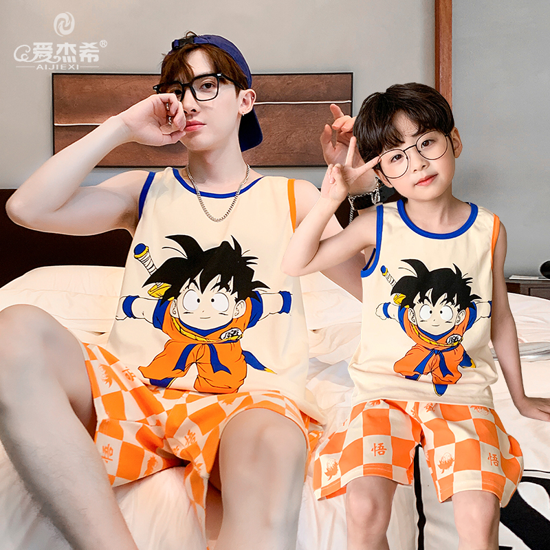 男大童睡衣背心夏款2025新款儿童纯棉夏装亲子夏季薄款青少年男孩