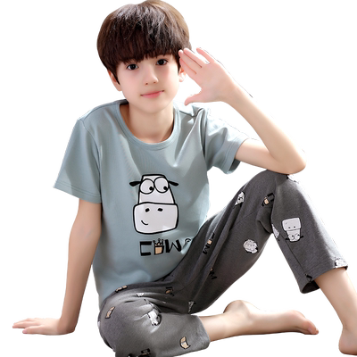可爱男童纯棉半袖卡通风家居服