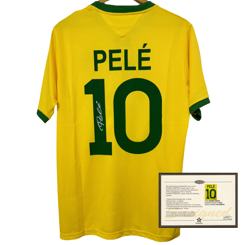 1970 Brazilian pele soccer jersey printed signature shirt