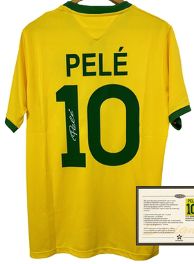 1970 Brazilian pele soccer jersey printed signature shirt
