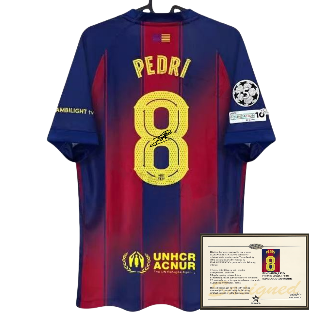 25-26 Pedri soccer shirt jersey printed signature