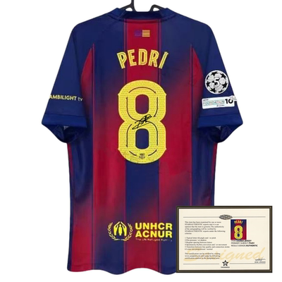 25-26 Pedri soccer shirt jersey printed signature