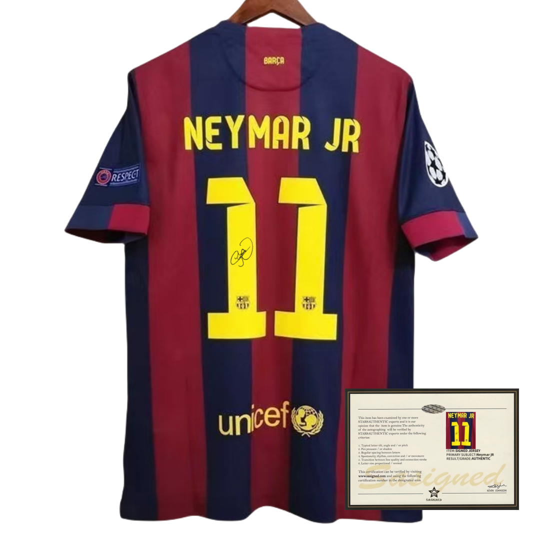 14-15 Neymar printed football signature shirt
